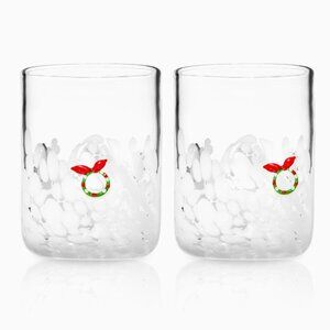 Godinger Wreath Double Old Fashioned Glasses, Set of 2 - White